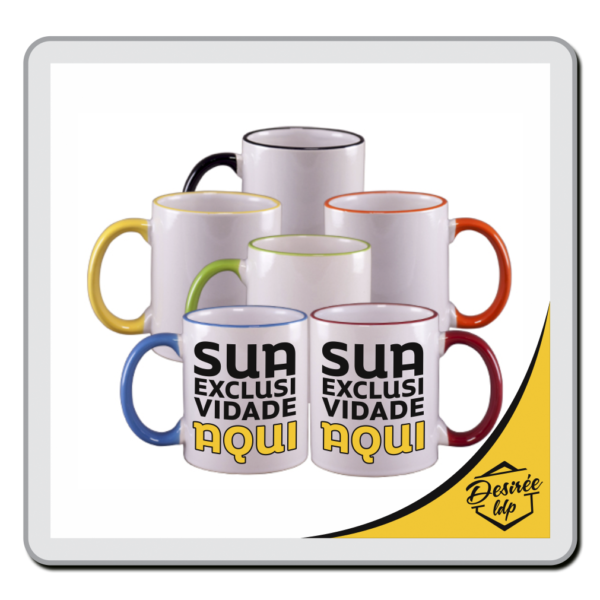 Caneca com Alça e Borda Colorida