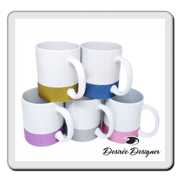 Caneca com Tarja de Glitter